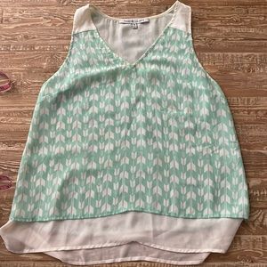 Cute sleeveless tank.  Chevron print, mint green and ivory.